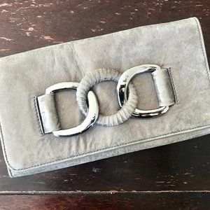 Michael Kors Gray Clutch w/Silver Buckle
